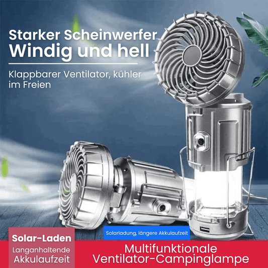 Tragbare LED - Campinglampe mit Ventilator - Klarwen