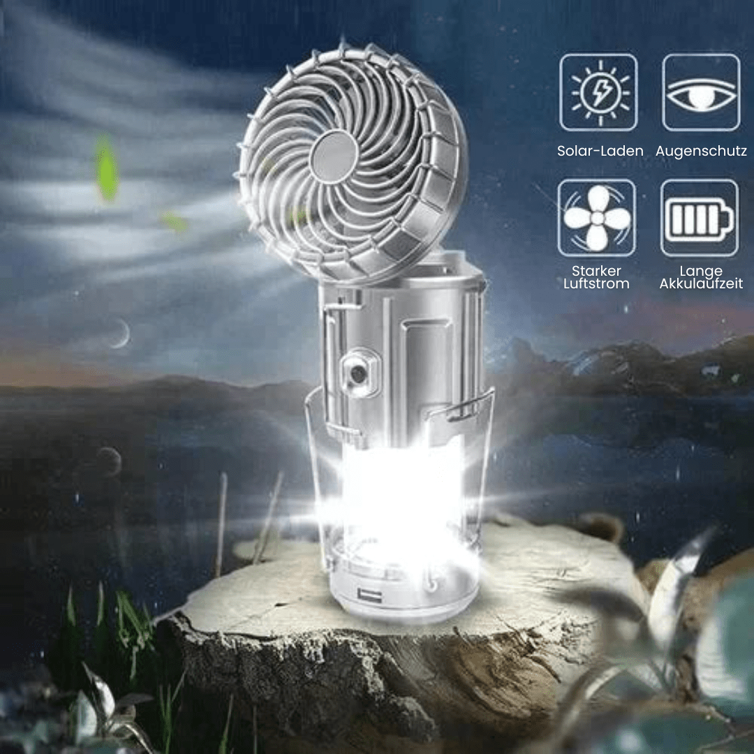 Tragbare LED - Campinglampe mit Ventilator - Klarwen