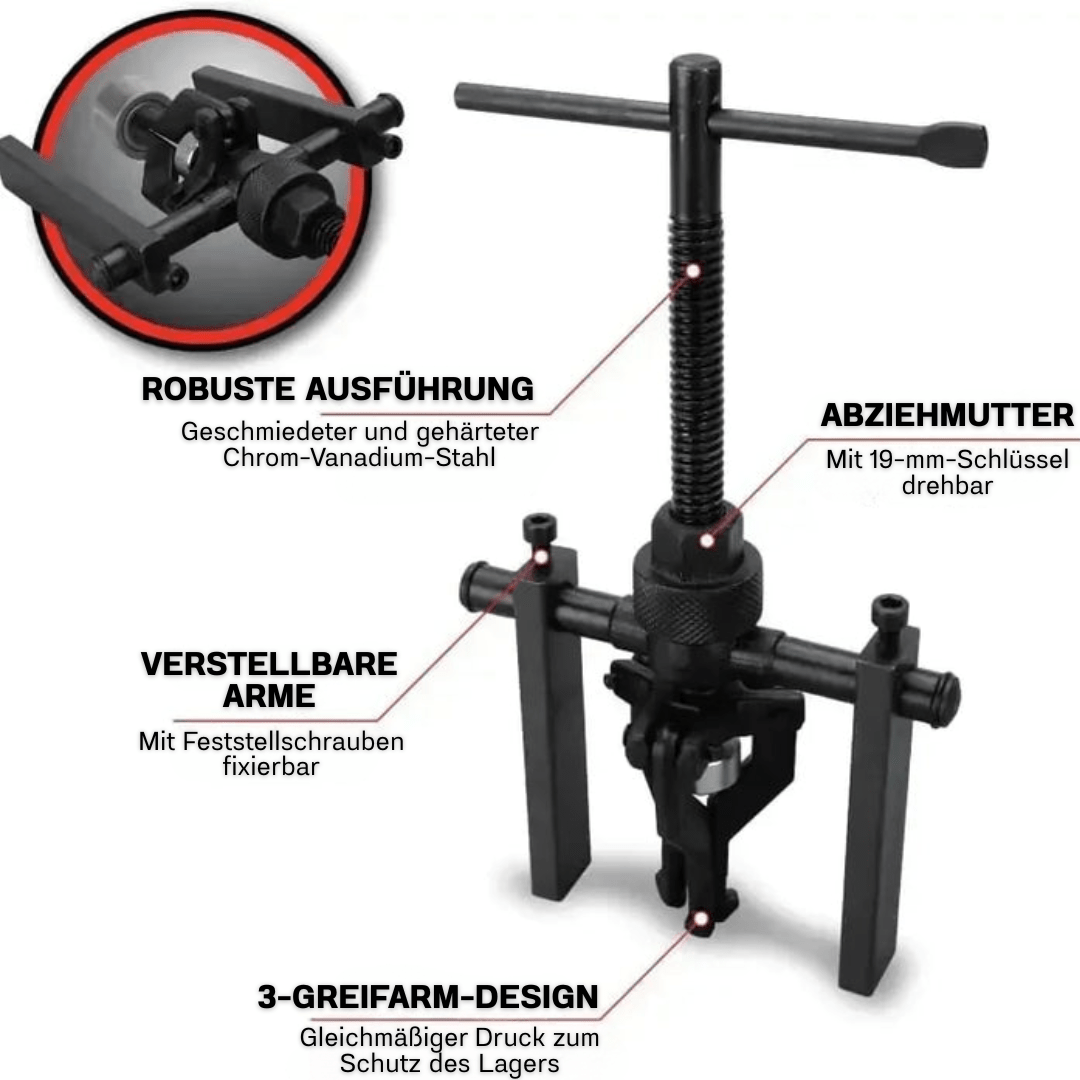TriGrip Pro – Innenlager Abzieher mit 3 Greifarmen - Klarwen