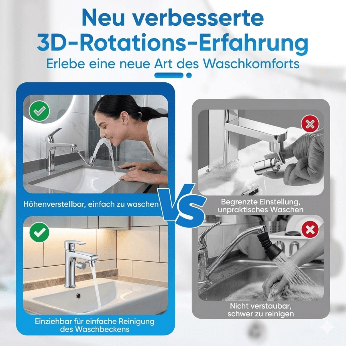 AquaControl™ – Drehbarer Wasserhahnaufsatz - Klarwen