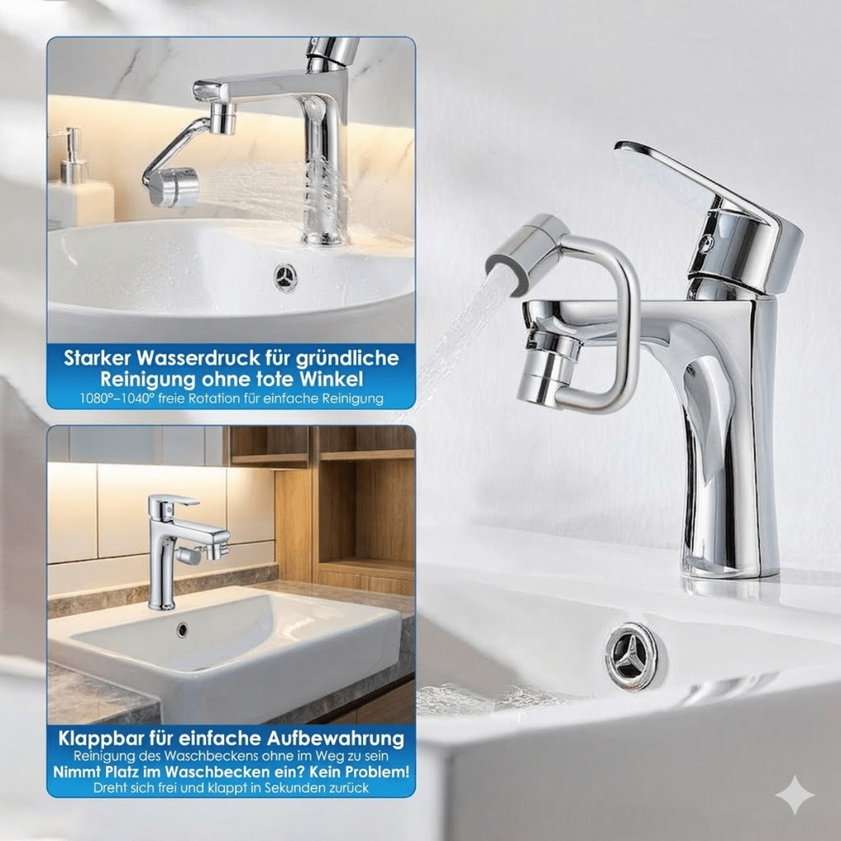 AquaControl™ – Drehbarer Wasserhahnaufsatz - Klarwen