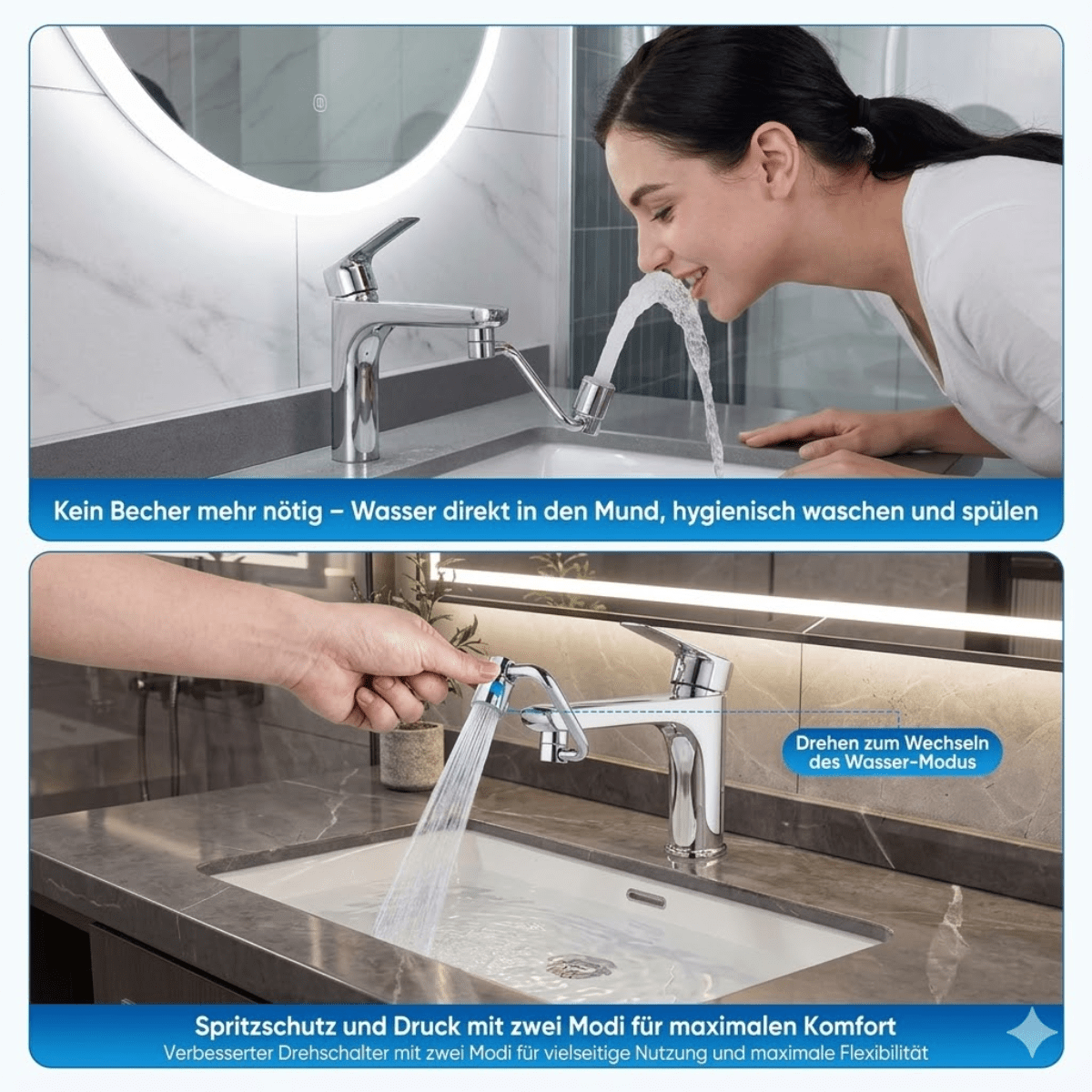 AquaControl™ – Drehbarer Wasserhahnaufsatz - Klarwen