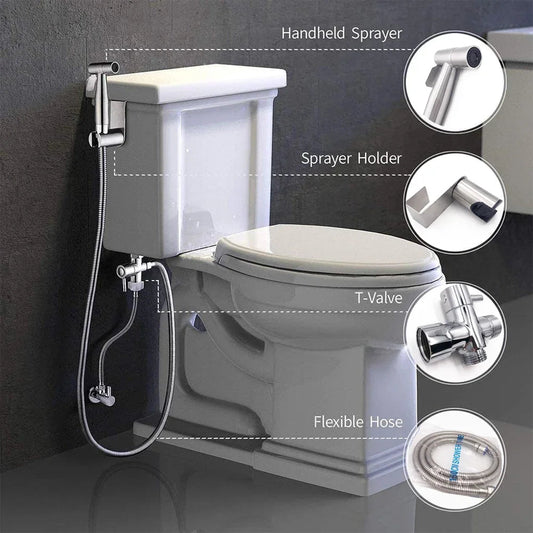 CleanJet™ – Hand - Bidet Sprühkopf - Set mit Schlauch & T - Adapter - Klarwen