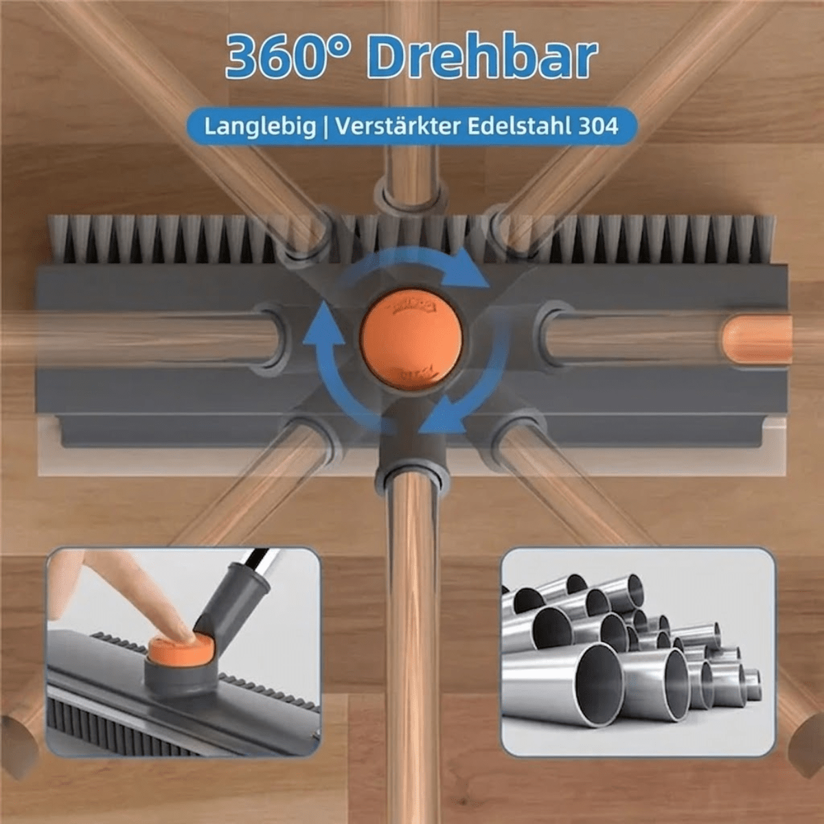 CleanSweep™ – 360° Reinigungsbürste mit Teleskopstiel - Klarwen