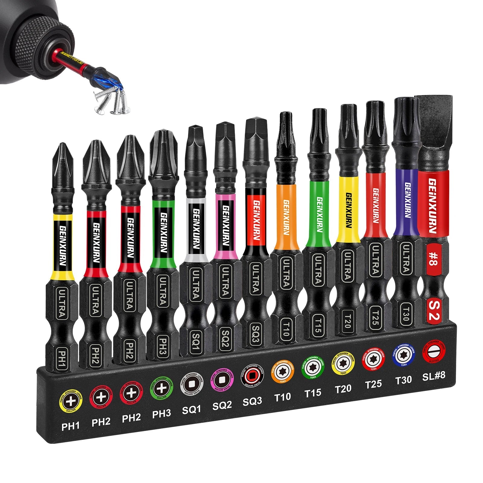ColorTorque™ – 13tlg. Impact - Schrauberbit - Set aus S2 - Stahl - Klarwen