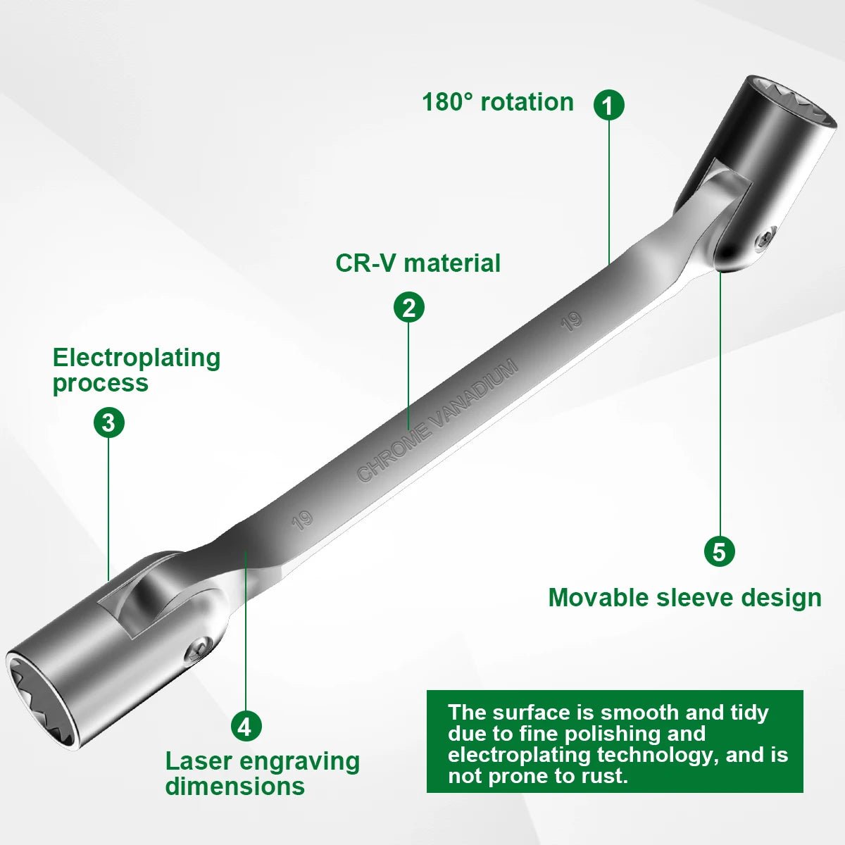 Double End Swivel - Socket Wrench – CR - V Stahl Gelenk - Steckschlüssel - Klarwen