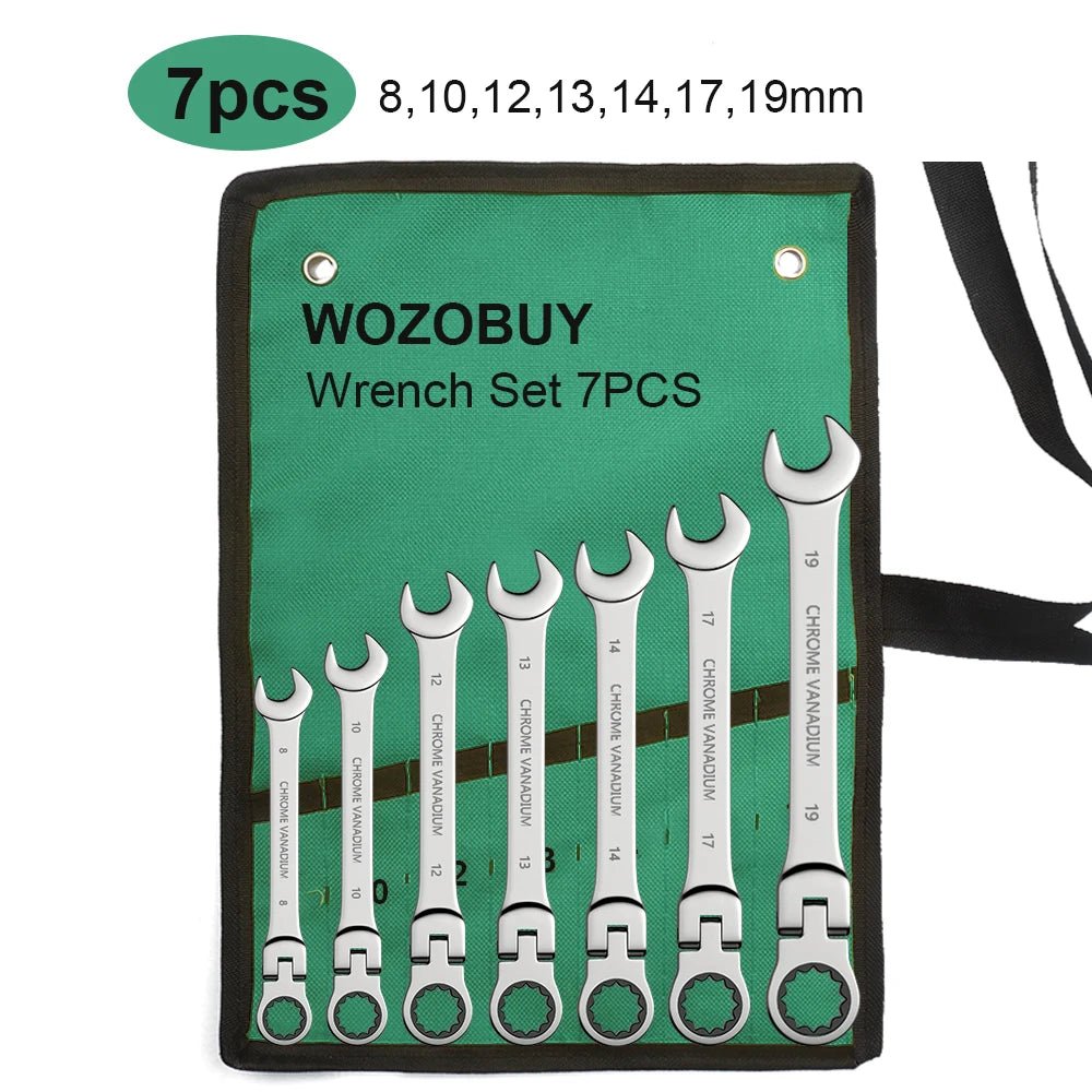 FlexiWrench™ – Ratschen - Ringschlüssel - Set mit Flexkopf (8–22mm) + Tragetasche - Klarwen