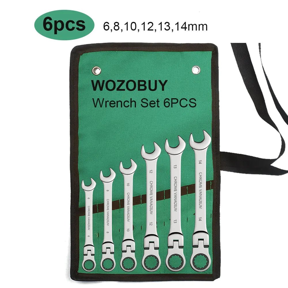 FlexiWrench™ – Ratschen - Ringschlüssel - Set mit Flexkopf (8–22mm) + Tragetasche - Klarwen