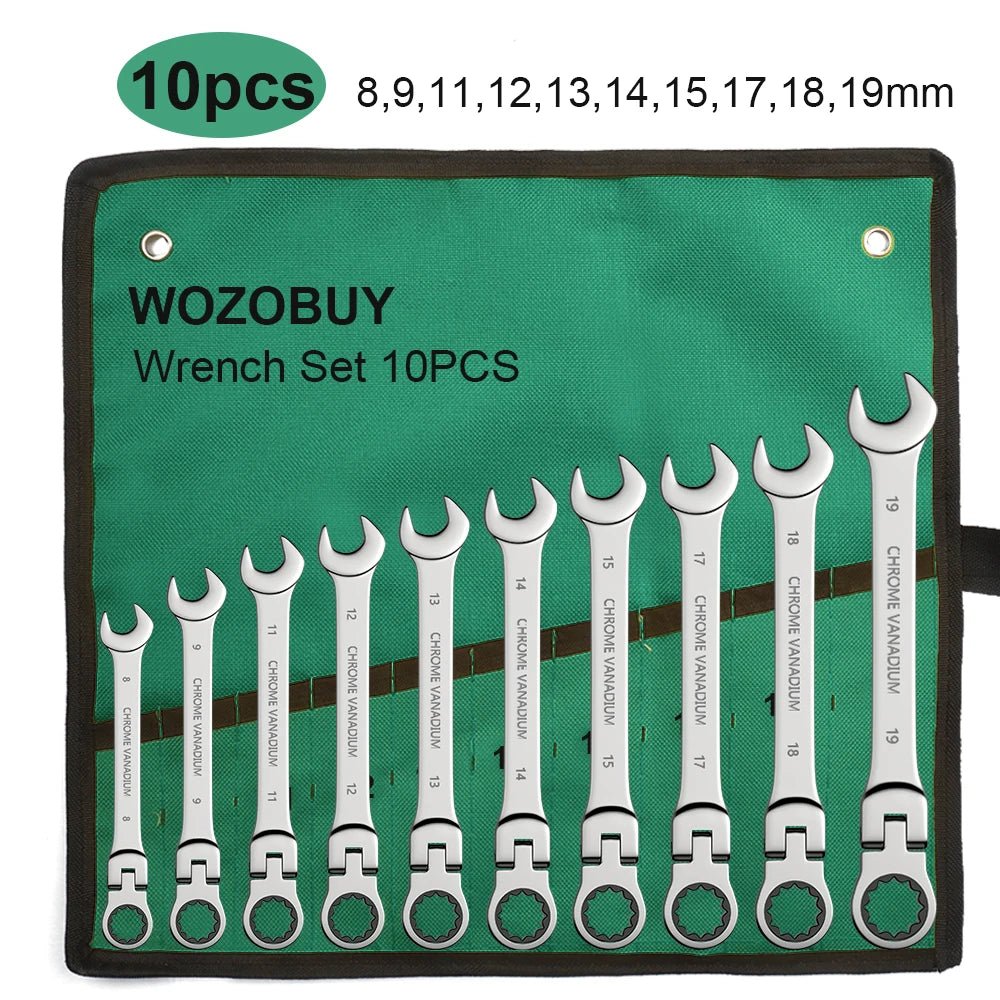 FlexiWrench™ – Ratschen - Ringschlüssel - Set mit Flexkopf (8–22mm) + Tragetasche - Klarwen