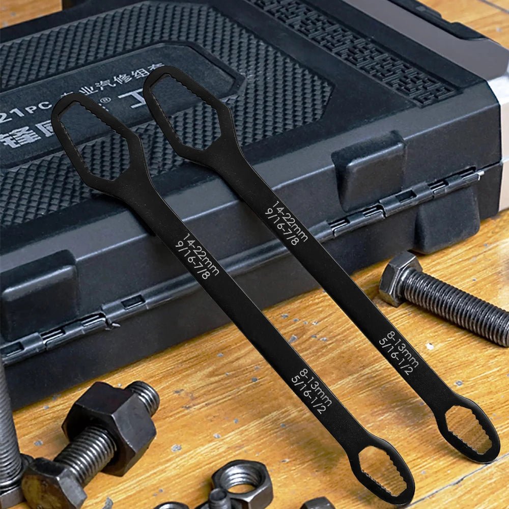 FlexiWrench™ – Universeller Doppelkopf - Selbstspannschlüssel (3–22 mm, Cr - V - Stahl) - Klarwen