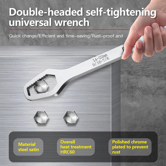 FlexiWrench™ – Universeller Doppelkopf - Selbstspannschlüssel (3–22 mm, Cr - V - Stahl) - Klarwen