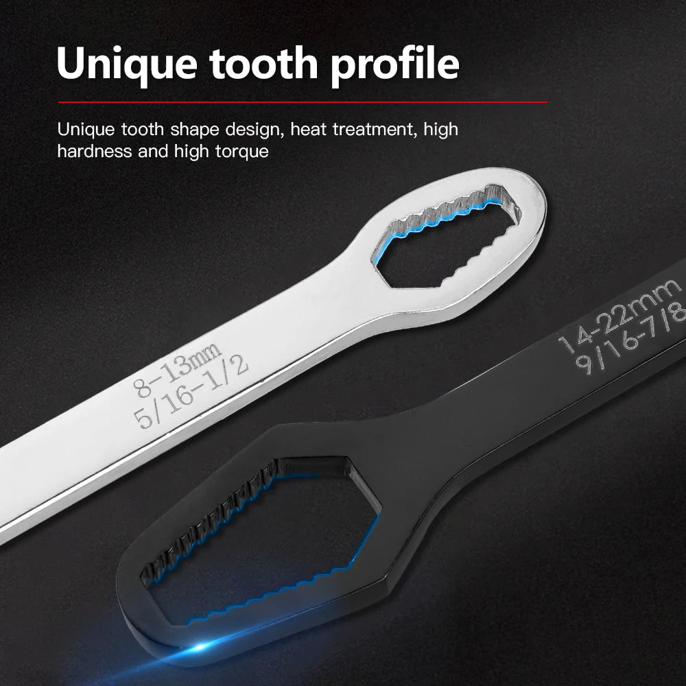 FlexiWrench™ – Universeller Doppelkopf - Selbstspannschlüssel (3–22 mm, Cr - V - Stahl) - Klarwen