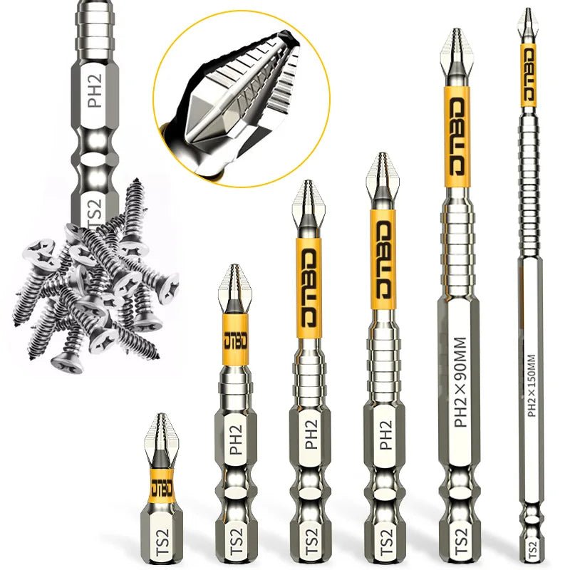 GripBit™ – Magnetische PH2 Schrauberbits aus S2 - Stahl, Anti - Rutsch & Schlagfest (25–150mm) - Klarwen
