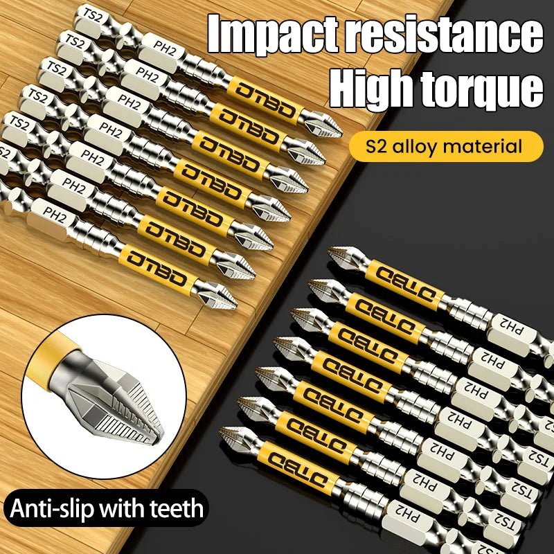 GripBit™ – Magnetische PH2 Schrauberbits aus S2 - Stahl, Anti - Rutsch & Schlagfest (25–150mm) - Klarwen