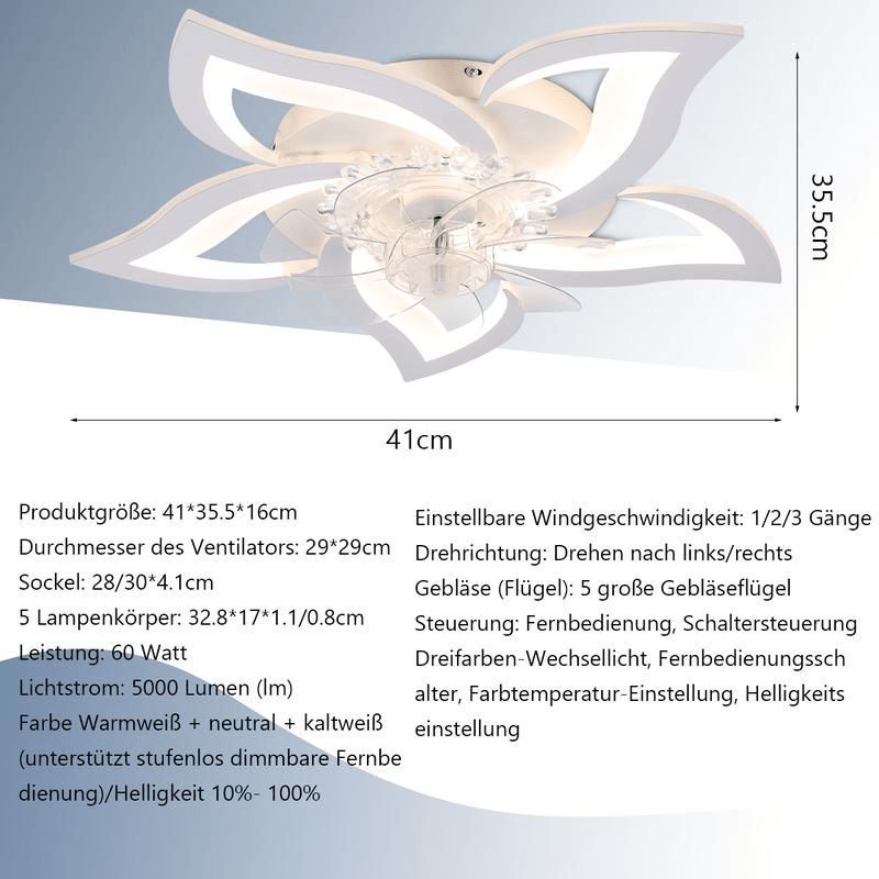 LumaFlow™ – LED Deckenleuchte mit leisem Ventilator - Klarwen