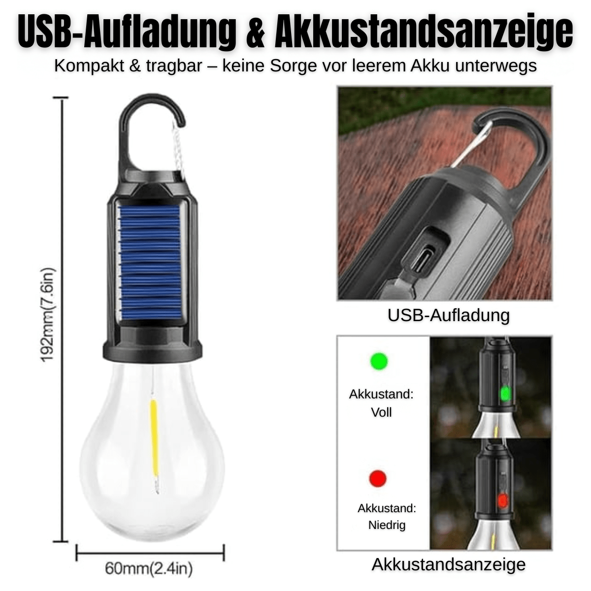 LumiCore™ – Solar & USB Notfall - und Campinglampe - Klarwen