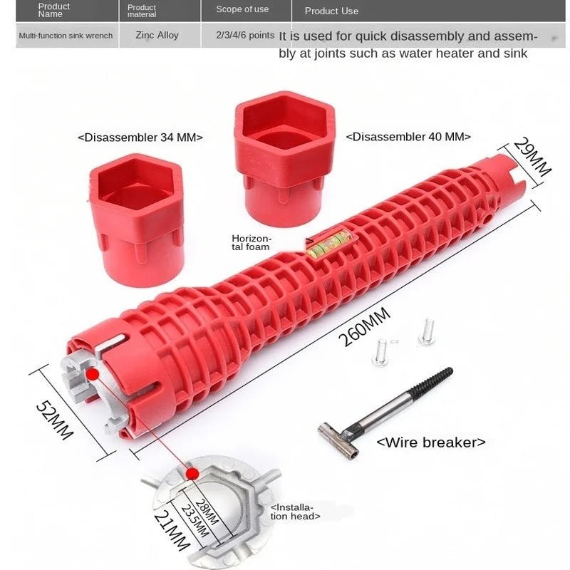 PipeFix™ – Multifunktionaler Sanitärschlüssel für Wasserhähne & Waschbeckenmontage - Klarwen