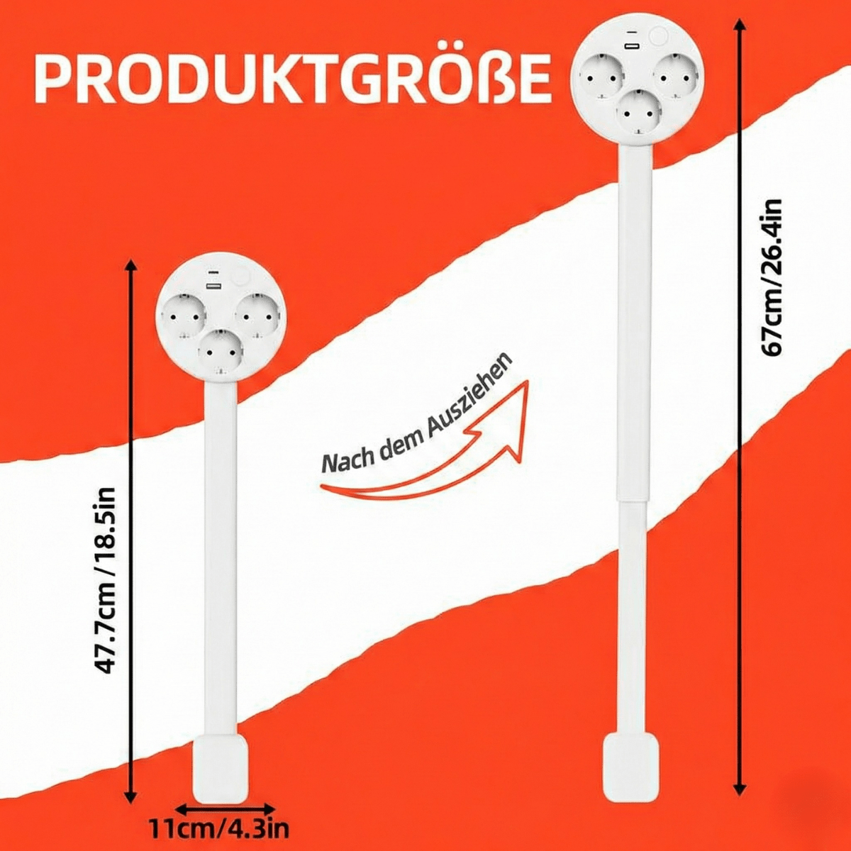 PowerReach™ – Ausziehbare Steckdosenleiste mit USB - Klarwen