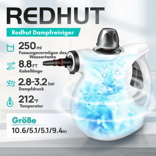 RedHut™ – Tragbarer Dampfreiniger mit 12 Zubehörteilen für Küche, Bad & Haushalt - Klarwen