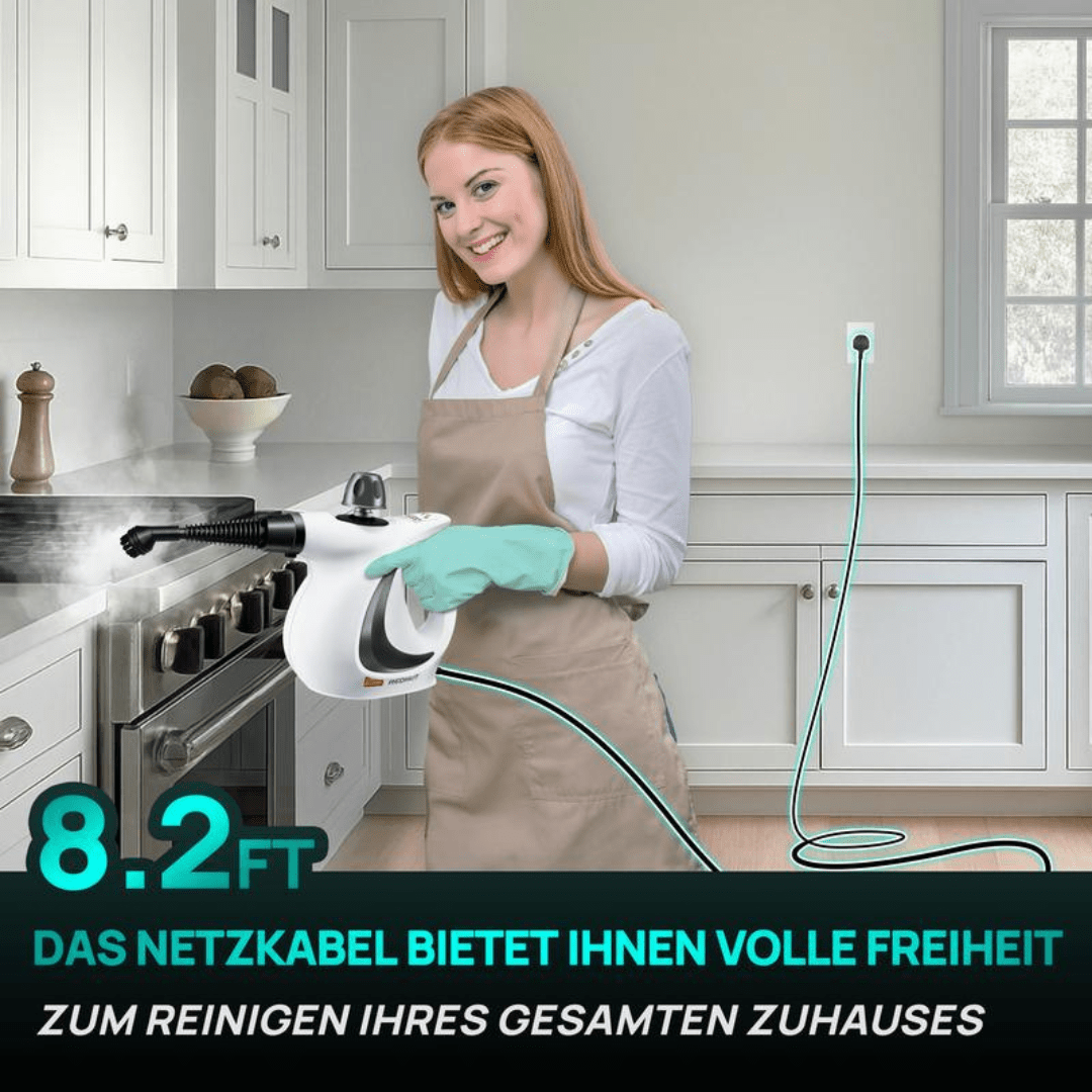 RedHut™ – Tragbarer Dampfreiniger mit 12 Zubehörteilen für Küche, Bad & Haushalt - Klarwen
