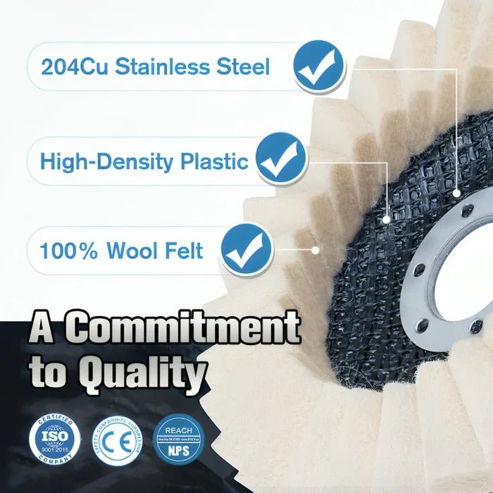 SmoothBuff™ – Wollfilz - Lamellen - Polierscheibe | 1 + 2 Gratis - Klarwen