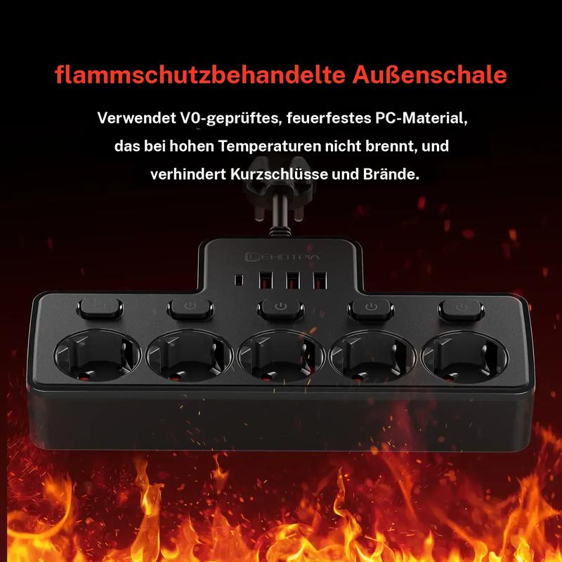 VoltKraft™ – Intelligente 9 - in - 1 Steckdosenleiste mit USB - C - Klarwen