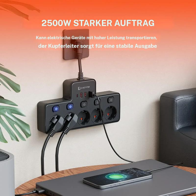 VoltKraft™ – Intelligente 9 - in - 1 Steckdosenleiste mit USB - C - Klarwen