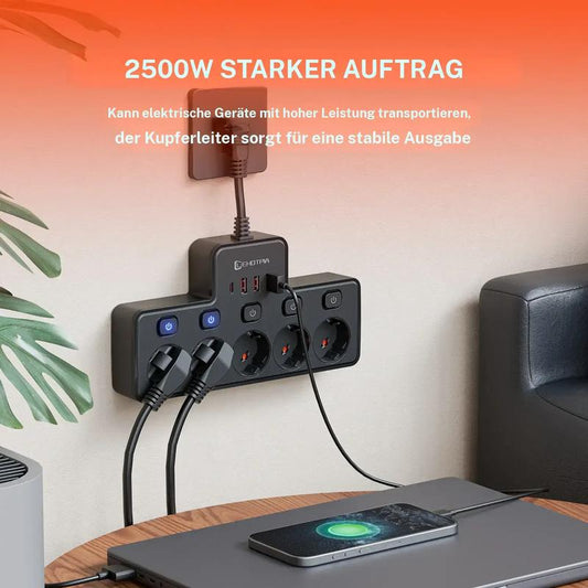 VoltKraft™ – Intelligente 9 - in - 1 Steckdosenleiste mit USB - C - Klarwen